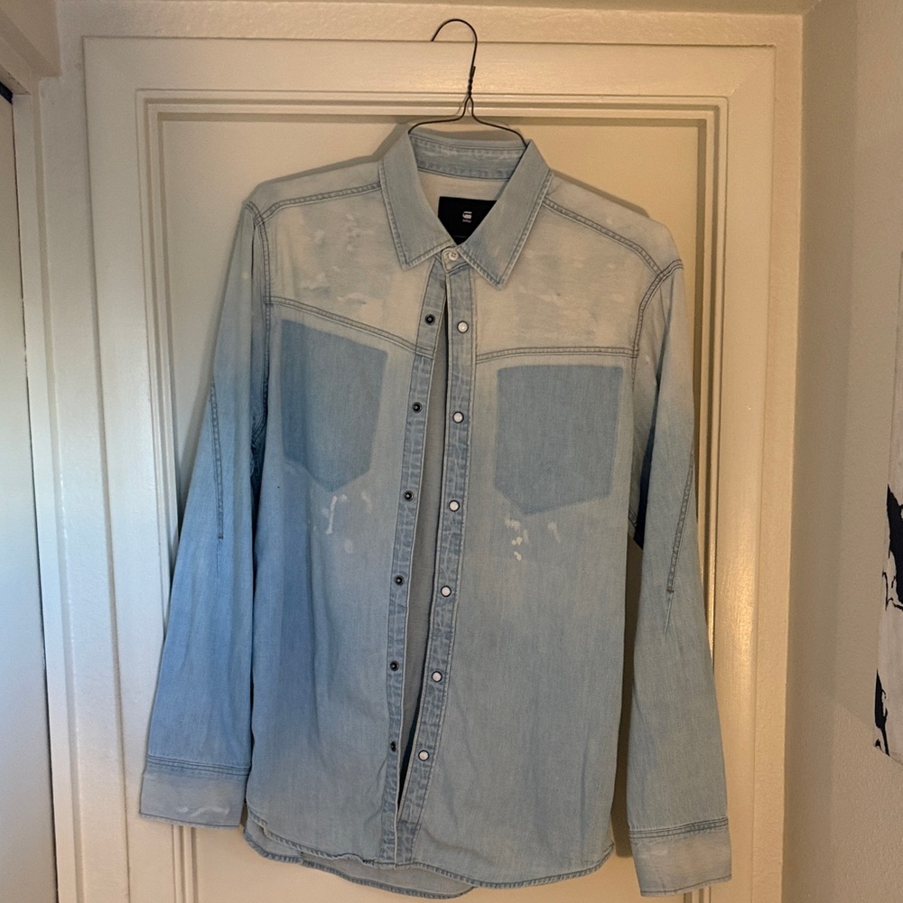 G-Star Faded Blue Button-Down Shirt